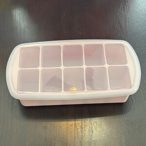 Melii Pink Silicon Baby Food and Ice Cube Tray with Lid